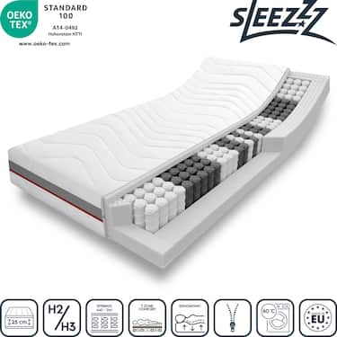 Materasso a molle insacchettate ergonomico a 7 zone Sleezzz Premium 100 x 200 cm, altezza 23 cm, livello di rigidità H2/H3