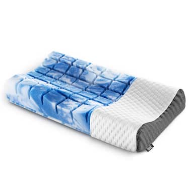 Materasso viscoelastico a 7 zone Sleezzz Smart 120 x 200 cm, altezza 18 cm, livello di rigidità H3 con schiuma a memoria d'aria + cuscino ortopedico Sleezzz Premium con effetto gel per il collo 32 x 60 cm
