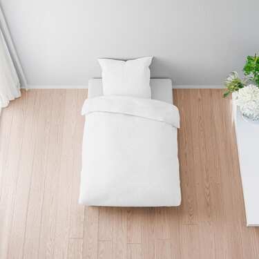 Dobbeltpakke Sleezzz® muslin-sengelinned hvid 155 x 220 cm + 80 x 80 cm