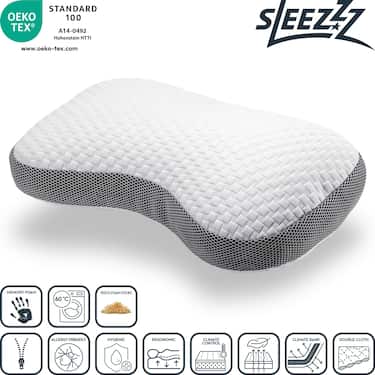 Sleezzz Premium viskoelastični konturni jastuk, leptir, 36 x 60 cm, s dvostrukom navlakom prilagođenom koži