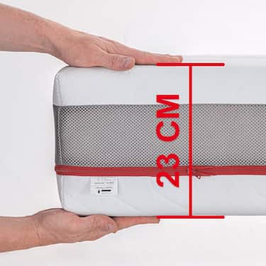 7-tsooniline ergonoomiline taskupõhine madrats Sleezzz Premium 140 x 200 cm, kõrgus 23 cm, kõvadusaste H2/H3
