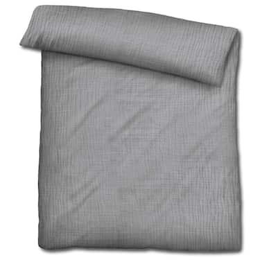 Doppelpack Sleezzz® Musselin Bettwäsche grau 135 x 200 cm + 80 x 80 cm