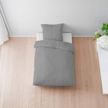 Doppelpack Sleezzz® Musselin Bettwäsche grau 135 x 200 cm + 80 x 80 cm