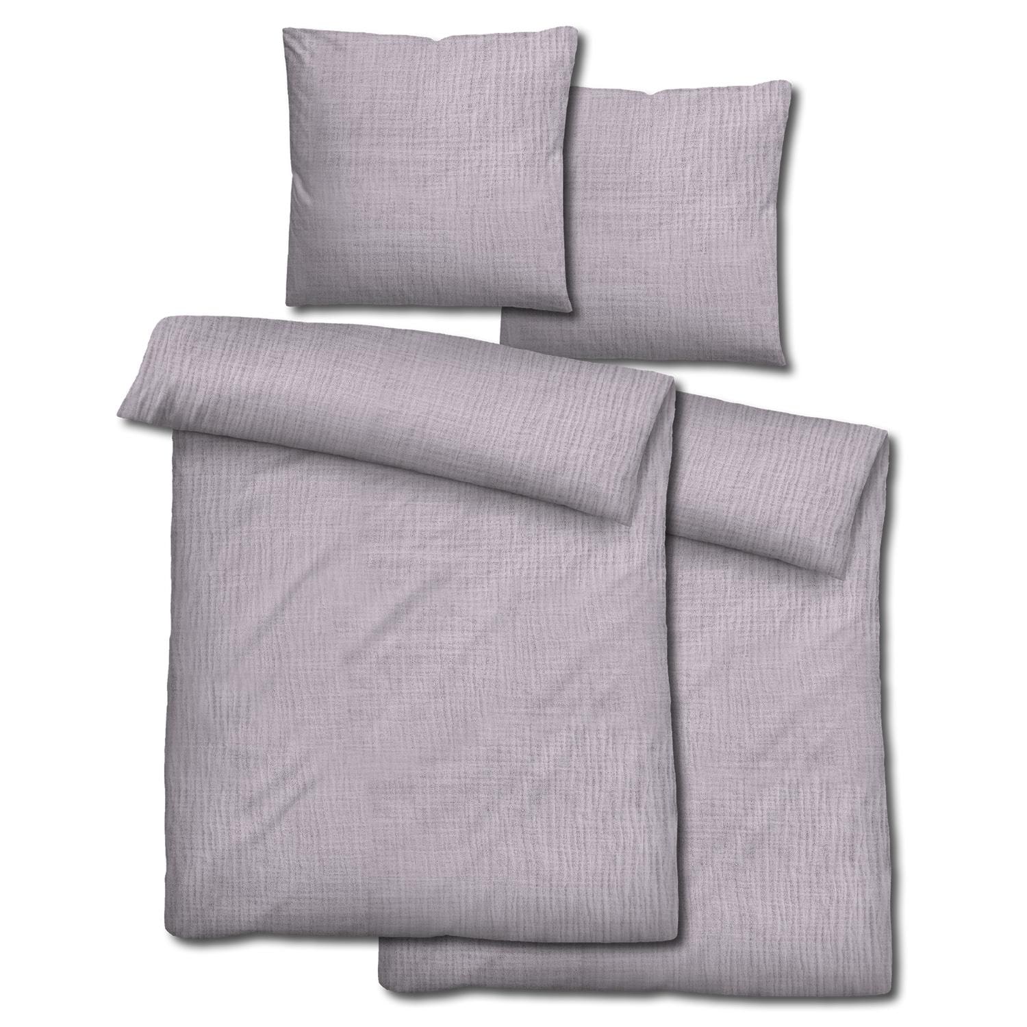 Doppelpack Sleezzz® Musselin Bettwäsche lila 155 x 220 cm + 80 x 80 cm