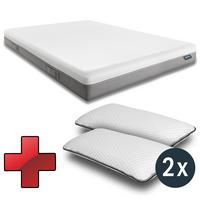 "Sleezzz Premium" viskoelastinis čiužinys 180 x 200 cm, aukštis 20 cm, kietumo lygis H2/H3, su dvipusėmis rankenėlėmis + 2 x "Sleezzz® Smart" reguliuojamo aukščio pagalvės
