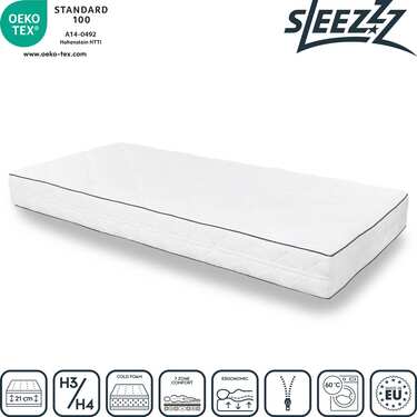 7 Zonen Matratze Sleezzz Superior 100 x 200 cm, Höhe 21 cm, Härtegrad H3/H4