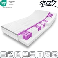 7-zone ergonomic pocket spring mattress Sleezzz Diamond T1000 90 x 200 cm, height 23 cm, firmness level H2/H3, 1000 springs/2m²