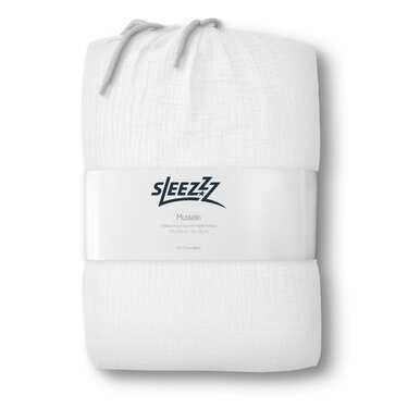 Dobbeltpakke Sleezzz® muslin-sengelinned hvid 155 x 220 cm + 80 x 80 cm