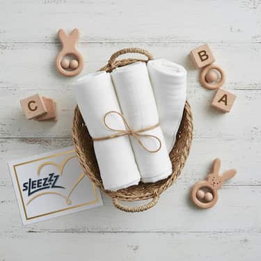 70 x 70 cm weiße Mullwindeln im 20er Pack aus 100% Baumwolle