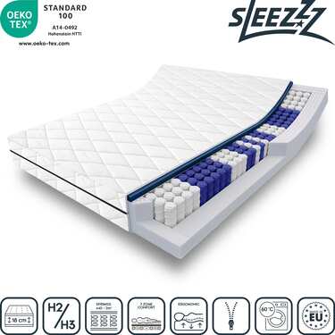 7-зонний пружинний матрац Sleezzz Superior 160 x 200 см, висота 18 см, рівень жорсткості H3