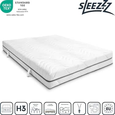7-zone viscoelastic mattress Sleezzz Smart 200 x 200 cm, height 18 cm, firmness level H3 with air memory foam