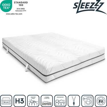 7-zone viscoelastic mattress Sleezzz Smart 180 x 200 cm, height 18 cm, firmness level H3 with air memory foam