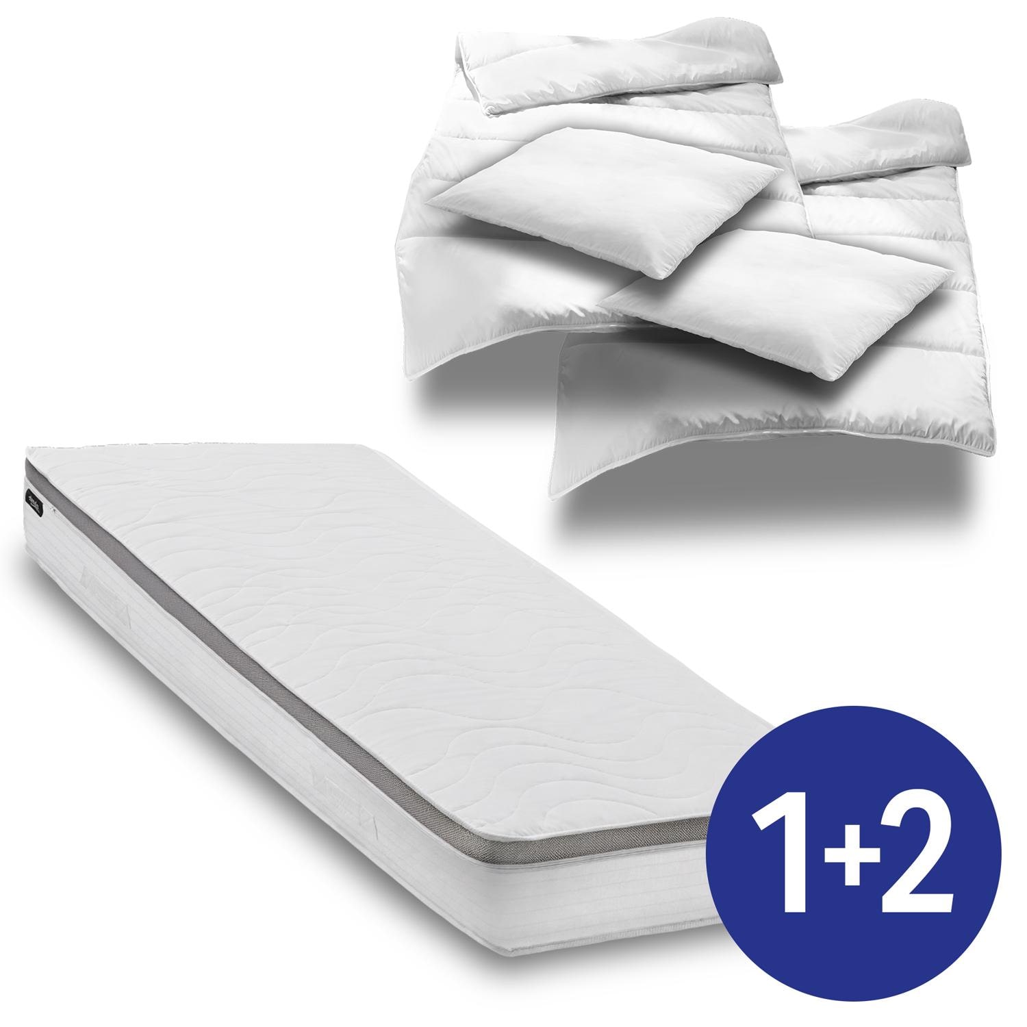 7 zónás ergonómikus zsebrugós matrac Sleezzz Diamond T1000 180 x 200 cm, magasság 23 cm, keménységi fokozat H2/H3, 1000 rugó/2 m² + 2 x CloudComfort Basic mikroszálas ágyneműkészlet 135 x 200 cm + 80 x 80 cm