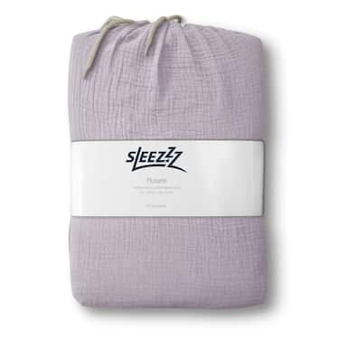 Doppelpack Sleezzz® Musselin Bettwäsche lila 135 x 200 cm + 80 x 80 cm