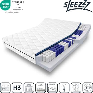 7-zone pocket spring mattress Sleezzz Superior 160 x 200 cm, height 18 cm, firmness level H3