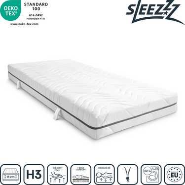 7-zone viscoelastic mattress Sleezzz Smart 90 x 200 cm, height 18 cm, firmness level H2+H3 with air memory foam